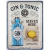 Nostalgic-Art Targa Vintage Gin & Tonic Served Here - Idea regalo per amanti dei cocktail, in metallo, Design retro per decorazione, 30 x 40 cm