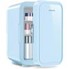 YASHE Mini frigo da 6 litri/8 lattine 220-240 V AC/DC, refrigeratore termoelettrico portatile, frigoriferi, camera da letto, cura della pelle, bevande, ufficio, dormitorio e auto, blu