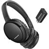 Holdsound Cuffie TV Wireless, Cuffie per TV Senza Fili con Trasmettitore USB, Alto Volume, Plug And Play, Senza Latenza Audio, Riproduzione Audio di 40 Ore (Inchiostro nero)