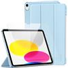 CACOE Custodia Cover Compatibile con iPad 11a Generazione (A16) 11" (2025) / iPad 10a Generazione 10.9" (2022) (A2757/A2777), con Vetro Temperato Ultra Sottile, Bianco Ghiaccio Blu