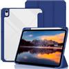 CACOE Custodia per iPad 11ª generazione A16 11 pollici/iPad 10ª generazione 10.9 pollici con portapenne, custodia protettiva con retro in acrilico trasparente, blu scuro