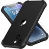ORETECH Compatibile con Cover iPhone 14, Custodie iPhone 14 con [ 2 x Pellicola Protettiva Vetro Temperato] 2 in 1 Ultra Sottile Antiurto Hard PC Silicone Anti Graffio Cover per iphone 14 - Nero