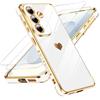 LeYi Cover per Samsung Galaxy S26 4G/5G Custodia con Vetro Temperato [2 Pack], Amore Cuore Paraurti Morbido TPU Sottile Case con Protezione Fotocamera per Samsung S 26 4G 5G Donne,Bianco