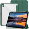 CACOE Custodia per iPad 11ª generazione A16 11 pollici/iPad 10ª generazione 10.9 pollici con portapenne, custodia protettiva con retro in acrilico trasparente, verde mezzanotte