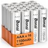 BONAI 16 Pile Ricaricabili AAA Ni-MH 1100mAh 1.2V Alta Capacità Ministilo Ricaricabili Fino a 1200 Cicli Ideali per Case Domotiche Tastiere Wireless Mouse e Giocattoli Precaricate