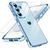 LeYi Cover per Samsung Galaxy S26 4G/5G Custodia con Vetro Temperato [2 Pack], Amore Cuore Paraurti Morbido TPU Sottile Case con Protezione Fotocamera per Samsung S 26 4G 5G Donne,Blu