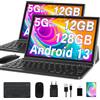 GOODTEL Tablet Android 10 pollici con 12 GB RAM+128 GB ROM + 1 TB TF, 5G + 2.4G WiFi, GPS, Bluetooth 5.0, 6000 mAh, Dual Camera 8 + 5 MP, Cast, OTG, Type C, con custodia, tastiera e mouse - grigio