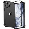 ORETECH Cover Compatibile con iPhone 15, Custodia iPhone 15 con [2 x Pellicola Protettiva Vetro Temperato] 360 Protezione Completa Ultra Sottile Hard PC TPU Silicone Antiurto Cover-Nero