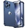 ORETECH per Cover iPhone 13 Pro Max 6,7 Pollici, Custodia iPhone 13 Pro Max con [2 x Pellicola Protettiva Vetro Temperato] [Protezione dell'obiettivo della fotocamera] Cover Antiurto in Silicone - Blu