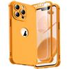 ORETECH per Cover iPhone 13 Pro Max 6,7 Pollici, Custodia iPhone 13 Pro Max con[2 x Pellicola Protettiva Vetro Temperato] [Protezione dell'obiettivo della fotocamera]Cover Antiurto in Silicone- Giallo