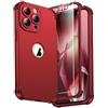 ORETECH per Cover iPhone 13 Pro Max 6,7 Pollici, Custodia iPhone 13 Pro Max con[2 x Pellicola Protettiva Vetro Temperato] [Protezione dell'obiettivo della fotocamera] Cover Antiurto in Silicone- Rosso
