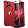 ORETECH Compatibile con Cover iPhone 14 Pro Max,Custodia iPhone 14 Pro Max con [ 2 x Pellicola Protettiva Vetro Temperato] 2 in 1 Ultra Sottile Antiurto Hard PC Silicone Anti Graffio Cover - Rosso