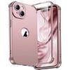 ORETECH Cover Compatibile con iPhone 15, Custodia iPhone 15 con [2 x Pellicola Protettiva Vetro Temperato] 360 Protezione Completa Ultra Sottile Hard PC TPU Silicone Antiurto Cover-Rosa