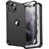 ORETECH per Cover iPhone 13 Mini, Custodia iPhone 13 Mini, [ 2 x Pellicola Protettiva Vetro Temperato] 2 in 1 Ultra Sottile Antiurto Hard PC Silicone Anti Graffio Cover per iphone 13 mini - Nero