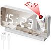 KINGOZOYI Sveglia da Comodino, Sveglia con Proiettore Soffitto Rotazionedi 180°, Sveglia Digitale con Temperatura, Luminosità Regolabile per Camera da Letto, Ufficio, Cucina - Bianco, IE95-TYNZ