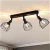 ANWIO Faretti LED Soffitto Regolabili Base Rettangolare,Faretti da Parete con 3 Lampadine LED Attacco E14,Plafoniera Parete,Lampadario Vintage per Negozio,Bar,Cucina,Soggiorno,Lampadine Escluse EUC-EA