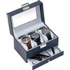 ProCase Scatola per Orologi con 3 Scomparti, con Coperchio in Vetro