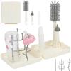 Vicloon 6 in 1 Spazzole per biberon, set da viaggio con spazzola in silicone per biberon/tettarella/cannuccia, dispenser di sapone, stendibiancheria (Bianco)