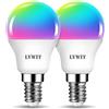 LVWIT Lampadina Alexa, Lampadina Smart E14 Wifi, 5W Equivalenti a 40W 470Lm, G45, Lampadine Smart con Telecomando Compatibile con Alexa, Echo, Google Assistant, 16 Milioni di Colori RGBWW,2 Pcs