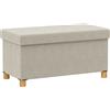 Panca Contenitore Pieghevole 67L 76x38x38cm Rivestimento Effetto Velluto Bianco Crema
