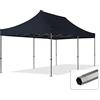 TOOLPORT 3x6 m Gazebo Pieghevole PVC ignifugo, Premium Acciaio, Nero