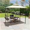 UISEBRT Gazebo per barbecue con 2 ripiani e ganci, supporto per barbecue con doppio tetto per ventilazione e scarico del fumo, resistente alle intemperie, 245 x 153 x 250 cm, beige