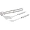BAKAJI Set 3 Pezzi Utensili da Barbecue in Acciaio Inossidabile Finitura Cromata, Accessori Alta Qualità, Pinza, Spatola, Forchettone, Attrezzi Cucina per Grigliare, Manico con Impugnatura Ergonomico