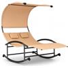 Arreditaly Lettino 2 Posti Dondolo Ergonomico Prendisole Con Parasole Integrato In Textilene Traspirante Struttura In Acciaio E Cuscini Ideale Per Giardino Piscina Outdoor Beige