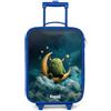 NoBoringSuitcases.com NoBoringSuitcases© Valigia Blu Per Bambini Compatto Bagaglio Ultraleggero | 48x31x19 cm - Bagagli Rigidi LED Ruote Valigie Neonato Bimbi - Ragazzo - Verde - Mostro - Mezzaluna