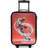 NoBoringSuitcases.com® Valigia Per Bambini Compatto 48x31x19 cm Bagaglio Ultraleggero Trolley A Mano Rigidi LED Ruote Da Viaggio - Ragazzo - Calciatore - Pallone - Cerchio - Rosso