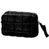 LJCZKA Borsa Per Il Trucco Trapuntata e Gonfia per Donna, Graziosa Borsa a Quadretti con Cerniera, Grande Organizer Portatile per Il Trucco Estetico (Nero)