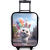 NoBoringSuitcases.com NoBoringSuitcases© Valigia Per Bambini Compatto Bagaglio Ultraleggero | 48x31x19 cm - Trolley A Mano Rigidi LED Ruote Da Viaggio - Ragazze - coniglio - palloncini