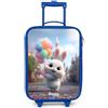 NoBoringSuitcases.com NoBoringSuitcases© Valigia Blu Per Bambini Compatto Bagaglio Ultraleggero | 48x31x19 cm - Trolley A Mano Rigidi LED Ruote Da Viaggio - Ragazze - coniglio - palloncini