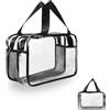 Eidoct Beauty case trasparente e organizer per trucchi, extra large, da viaggio, con doppia cerniera e manici, borsa impermeabile per articoli da toeletta per donne e uomini (PVC trasparente), Trasparente