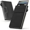 Slimwalt Porta Carte Uomo Stile Bauhaus Minimalista - Porta Carte di Credito per 5-7 Cartes & Finestra ID - Portafoglio Uomo Slim con LYCRA® Originale - Protezione RFID NFC - Idea Regalo Uomo - Nero