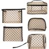 Adorila Borse di trucco della maglia, sacchetto di immagazzinaggio della maglia della chiusura lampo della stampa del cuore, organizzatore di accessori cosmetici di viaggio