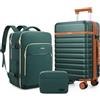 UKEIN Set di 3 valigie, bagaglio a mano da 20 pollici con ruote girevoli, set di valigie rigide in PC con serratura TSA, valigia resistente da portare con zaino da viaggio per uomo, verde scuro, 3