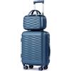 H.yeed Valigia da cabina da 50,8 cm con trolley da 30,5 cm, in ABS leggero, con ruote girevoli, blu navy, 2 pc set, Set bagagli 4 pz 12+20+24+28