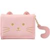 Vspek Portafoglio Donna in Pelle PU, Piccolo Portamonete Tanti Scomparti, Protezione RFID, Corto e Sottile, Bello Gatto Rosa