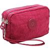 Btoon Portafogli in nylon con cerniera a 3 strati per le donne borsa da polso borsa impermeabile per telefono cellulare borsa, Rosso vinaccia, 16x5x10cm, Utility