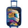 NoBoringSuitcases.com® Valigia Blu Per Bambini Compatto 48x31x19 cm Bagaglio Ultraleggero Trolley A Mano Rigidi LED Ruote Valigie Bimbi - Ragazzo - Casco - Astratto - Colorato
