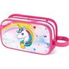 WAWSAM Beauty case - Borsa da viaggio per ragazze e bambini, borsa da viaggio per campeggio, Unicorno B