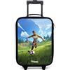 NoBoringSuitcases.com® Valigia Per Bambini Compatto 48x31x19 cm Bagaglio Ultraleggero Trolley A Mano Rigidi LED Ruote Valigie Neonato - Ragazzo - Calciatore - Erba - Colorato