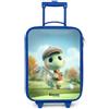 NoBoringSuitcases.com® Valigia Blu Per Bambini Compatto 48x31x19 cm Bagaglio Ultraleggero Trolley A Mano Rigidi LED Ruote Valigie Neonato - Ragazze - Golf - Dino - Verde