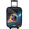 NoBoringSuitcases.com® Valigia Per Bambini Compatto 48x31x19 cm Bagaglio Ultraleggero Trolley A Mano Rigidi LED Ruote Valigie Neonato - Ragazzo - Neon - Rete - Calcio - Colorato