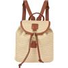 LA HUATE Zaino da donna in paglia intrecciata a mano, stile bohémien, da spiaggia, per vacanze estive, Khaki W/Brown cinghie, M, Vacanze