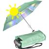 Knirps Mini ombrello tascabile da viaggio, piccolo e leggero, a righe, verde menta, iridescente, protezione UV, 93 cm, Super mini compatto