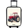 NoBoringSuitcases.com® Valigia Per Bambini Compatto 48x31x19 cm Bagaglio Ultraleggero Trolley A Mano Rigidi LED Ruote Valigie Bimbi - Ragazzo - Trattore - Firmato - Rosso