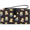 AfitLulu Portafogli da donna a forma di orso, con tasca per monete, portafogli bifold con cerniera e bottone a pressione, borsa sottile da donna, Nero , Medium-sized, Minimalista