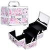 Joligrace Beauty case per ragazze, con specchio, per cosmetici, gioielli, beauty case, leggero, chiudibile a chiave, con chiavi, Beige Disty Floreali, Disty floreale femminile